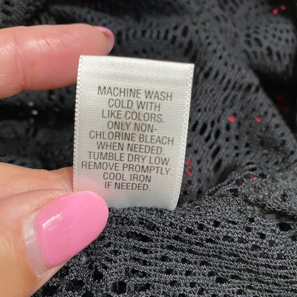 L Croft & Barrow Black Mesh Swim Coverup w/Bead Accents at Front Shoulders - Picture 9 of 9